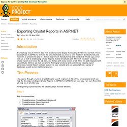 Exporting Crystal Reports in ASP.NET. Free source code and programming help