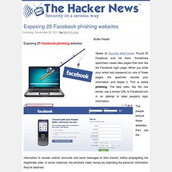Exposing 25 Facebook phishing websites ~ The Hacker News