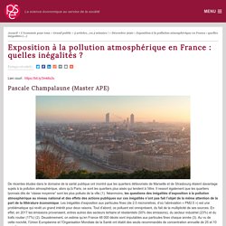 Exposition à la pollution atmosphérique en France : quelles inégalités ? - PSE-Ecole d'économie de Paris