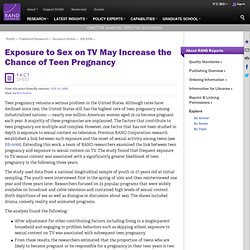 Exposure to Sex on TV May Increase the Chance of Teen Pregnancy