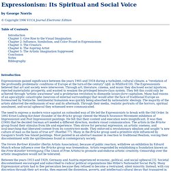 Expressionism: Its Spiritual and Social Voice