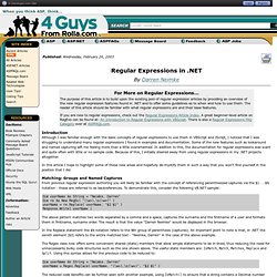 ASP.NET.4GuysFromRolla.com: Regular Expressions in .NET