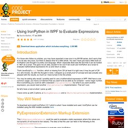 Using IronPython in WPF to Evaluate Expressions