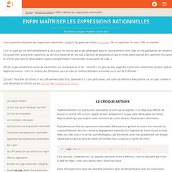 Enfin maîtriser les expressions rationnelles