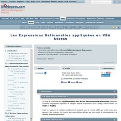 Tutoriel Access © cafeine - Les Expressions Rationnelles appliquées en VBA Access