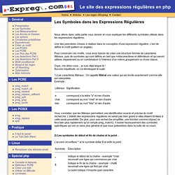 Les Symboles dans les Expressions Régulières sur ExpReg