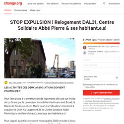 STOP EXPULSION ! Relogement DAL31, Centre Solidaire Abbé Pierre & ses habitant​.​e​.​s!
