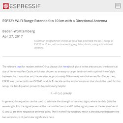 ESP32’s Wi-Fi Range Extended to 10 km with a Directional Antenna
