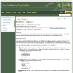 Extended Response - Ms. McGraw's English Wiki