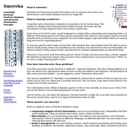 Smereka - free extensible personal freeform database and personal information manager
