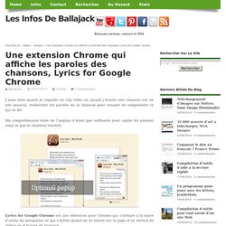 Une extension Chrome qui affiche les paroles des chansons, Lyrics for Google Chrome