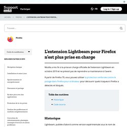 L’extension Lightbeam pour Firefox n’est plus prise en charge