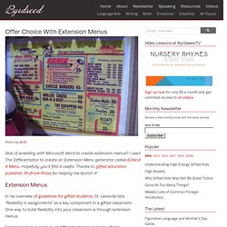 Extension Menus for Gifted Lesson Plans