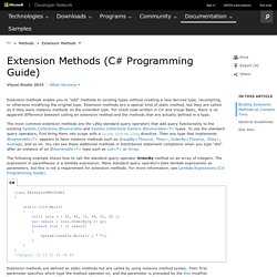 Extension Methods (C# Programming Guide)