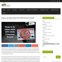 Steps to be taken while Opt STEM Extension Denied