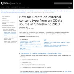 How to: Create an external content type from an OData source in SharePoint 2013