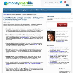 Extra Money for College Students – 31 Ways You Can Make Money In College : Money Smart Life