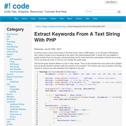 Extract Keywords From A Text String With PHP