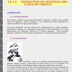 EXTRACTION DE L’EUGENOL DES CLOUS DE GIROFLE