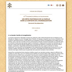 Document de préparation: IIIème Assemblée Générale Extraordinaire, Synode Des Évêques, Les défis pastoraux de la famille dans le contexte de l’évangélisation, 5 novembre 2013