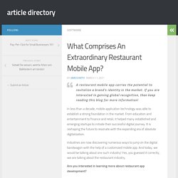 What Comprises An Extraordinary Restaurant Mobile App?