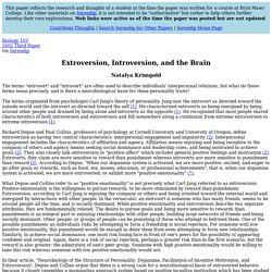 Extroversion, Introversion, and the Brain