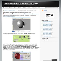 P1 exercise: Building Radial ribs from Revolved Surface