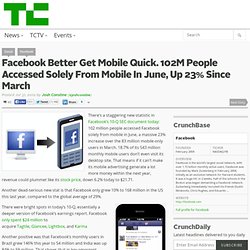 Facebook Better Get Mobile Quick. 102M People Accessed Solely From Mobile In June, Up 23% Since March