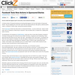 Facebook Tests New Actions in Sponsored Stories