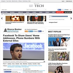 Facebook To Share Users' Home Addresses, Phone Numbers With External Sites