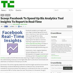 Scoop: Facebook To Speed Up Biz Analytics Tool Insights To Report In Real-Time