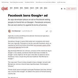 Facebook bans Google+ ad