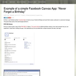 Example of a simple Facebook Canvas App: “Never Forget a Birthday” - Bob Belderbos