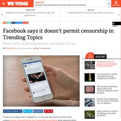 Facebook says it doesn't permit censorship in Trending Topics