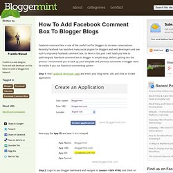 How To Add Facebook Comment Box To Blogger Blogs