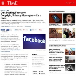 Quit Posting Facebook Copyright/Privacy Messages — It’s a Hoax