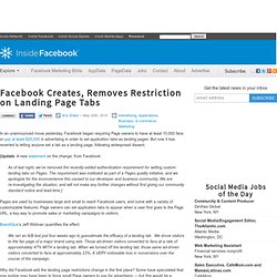 Facebook Creates, Removes Restriction on Landing Page Tabs