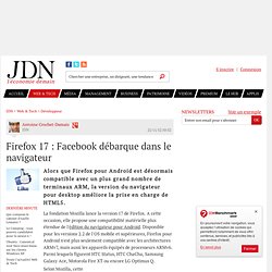 Firefox 17 : Facebook débarque dans le navigateur