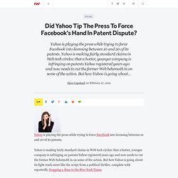 Did Yahoo! Tip The Press To Force Facebook's Hand In Patent Dispute?