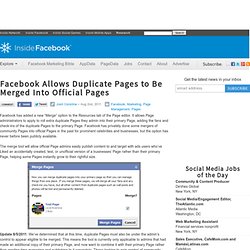 Facebook Allows Duplicate Community Pages to Be Merged Into Official Pages