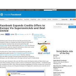 Facebook Expands Credits Offers to Europe Via SupersonicAds and Deal United