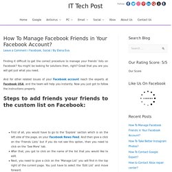 How To Manage Facebook Friends in Your Facebook Account? - Social