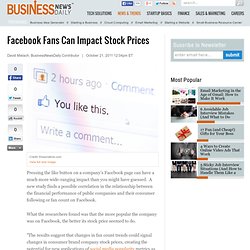 Facebook Fans Can Affect Company Stock Prices, Researcher Says?