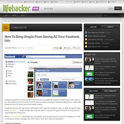 How To Keep People From Seeing All Your Facebook Info