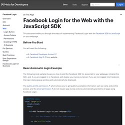Facebook Login for the Web Using the JavaScript SDK