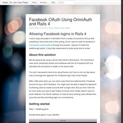 Facebook OAuth using OmniAuth and Rails 4 - Hello, I'm Jim Van Fleet