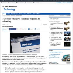 Facebook refuses to shut rape page run by schoolboy