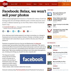 Facebook: Relax, we won't sell your photos