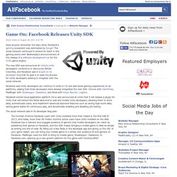 Game On: Facebook Releases Unity SDK