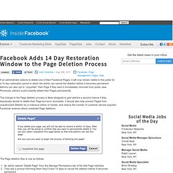 Facebook Adds 14 Day Restoration Window to the Page Deletion Process